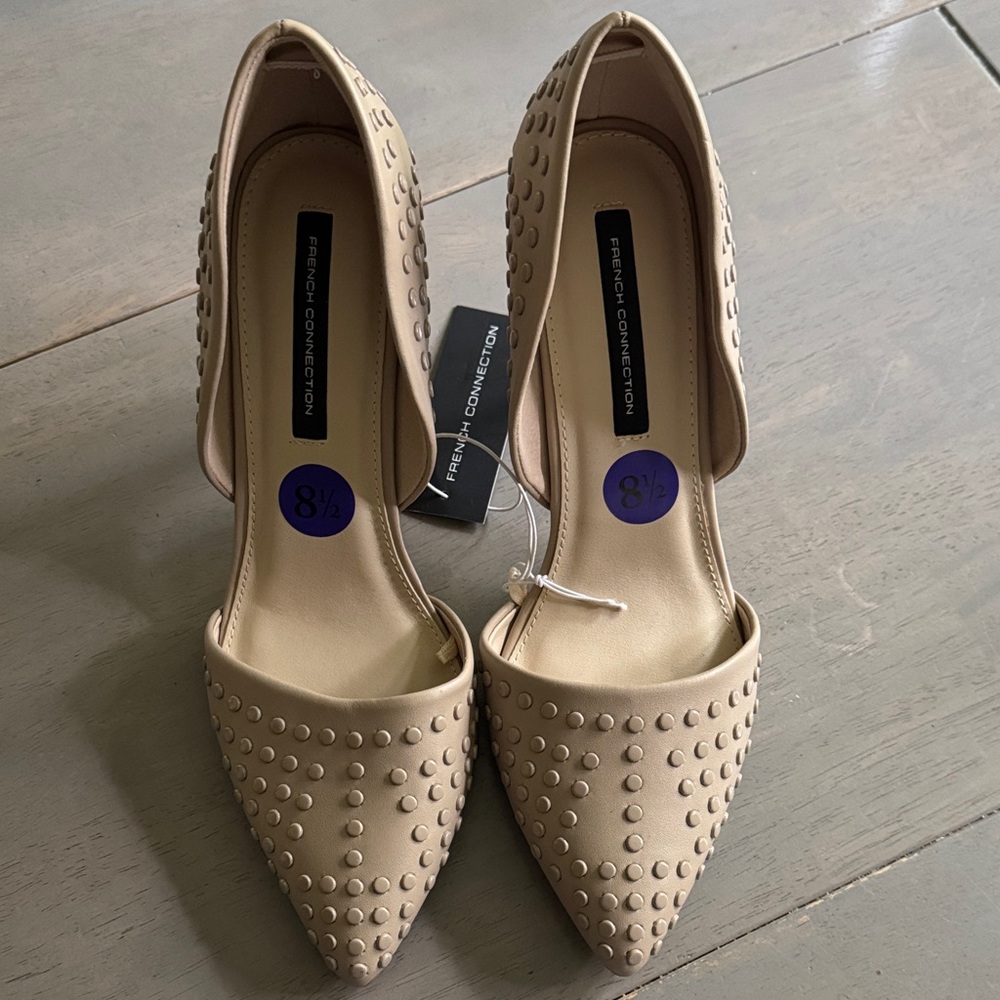 French Connection Beige Studded Heels - Picture 2 of 9
